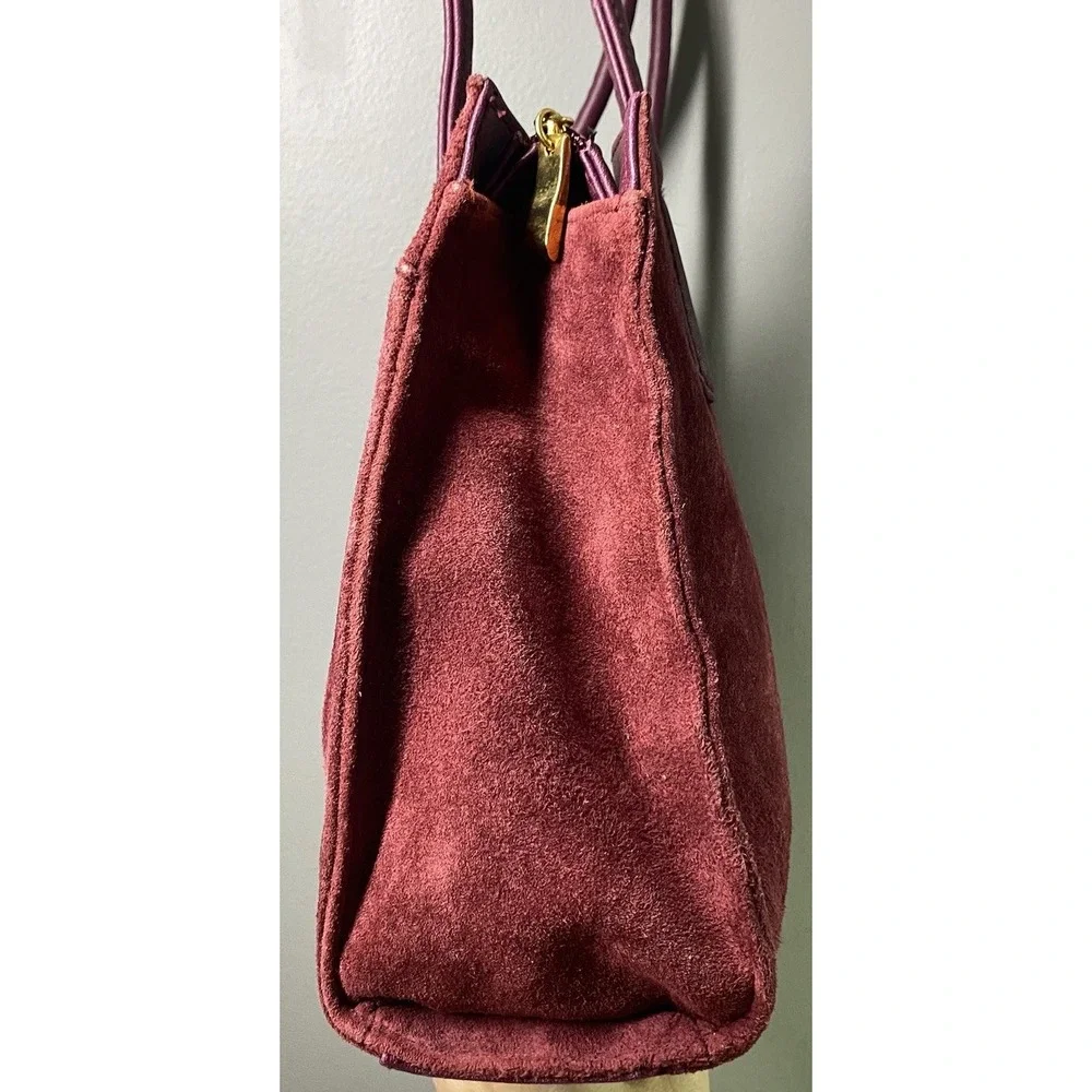 Unbranded Womens Leather Suede Purse‎ Burgundy Shoulder Bag 9x9x2.5